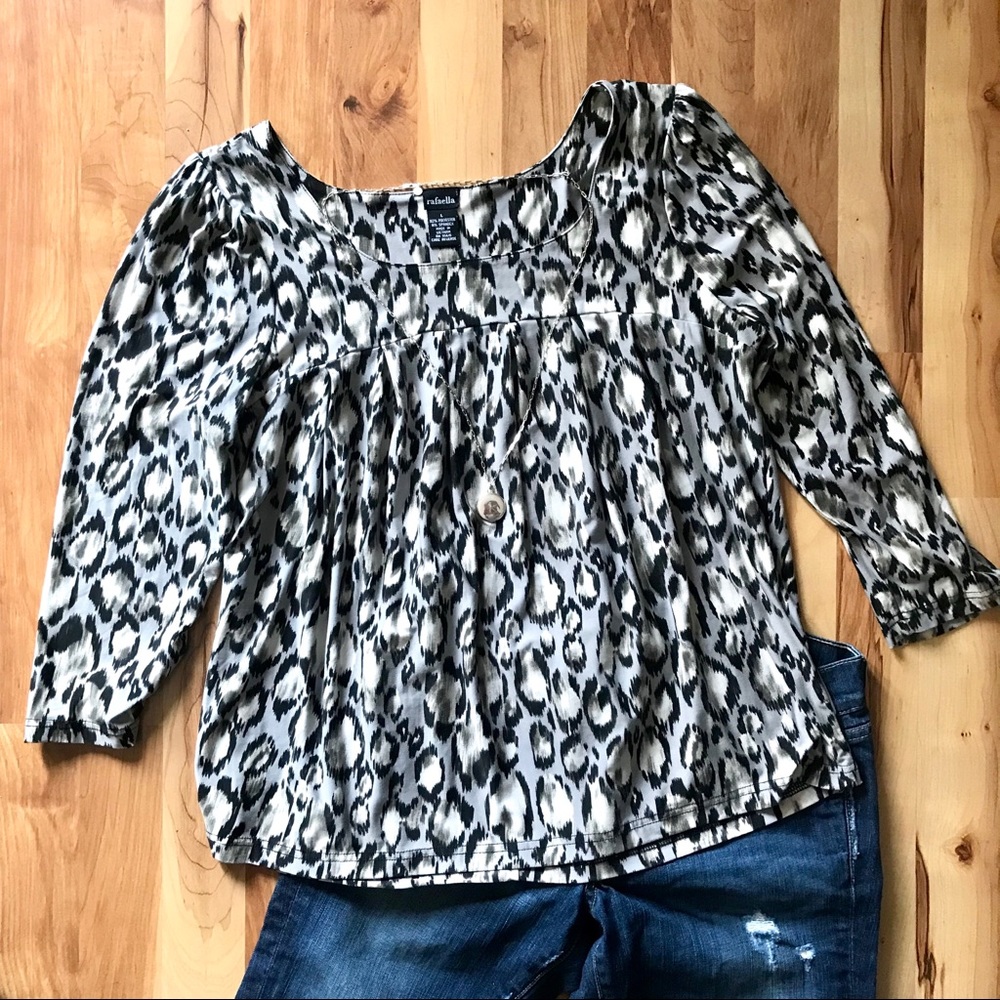 Rafaella leopard print blouse. EUC- size L